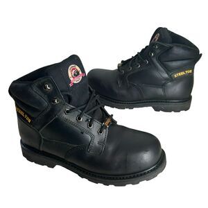 Brahma Boots Steel Toe Work Shoes Mens 9 Wide Black Leather Oil Slip Resistant